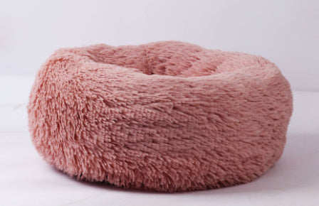 Round Plush Dog Bed — Calming Donut Bed for Small Dogs & Puppies