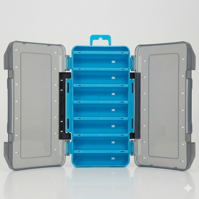 Durable Dual-Sided Fishing Tackle Box