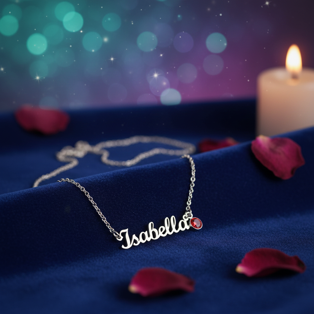 Custom Name Necklace With Birthstone lifestyle photo - Daydream Collective